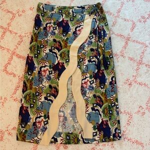 Vestique Tropical Print Midi Skirt - Green and Blue